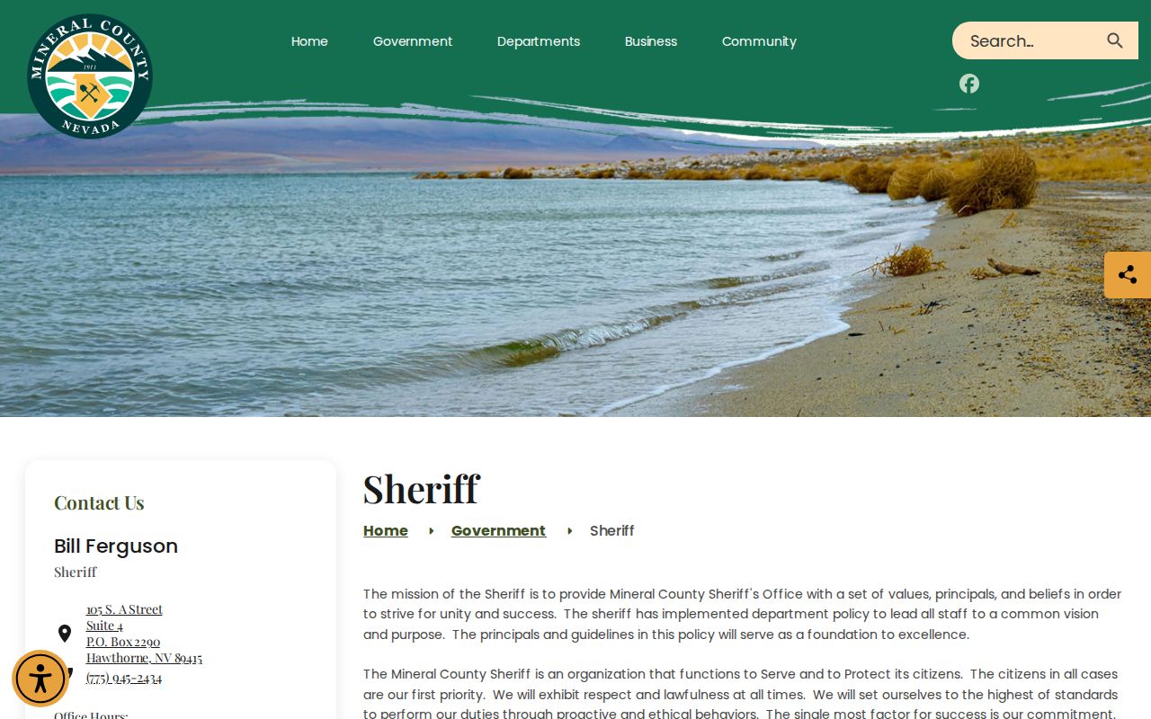 Mineral County Sheriff’s Office booking records contact page